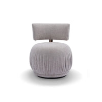 Gray textured ottoman with cushion on a white background