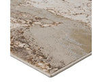 A rectangular area rug with a marble-like pattern in brown and gray tones.