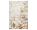 A power loomed area rug with a distressed texture design in beige and brown tones.