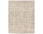 A beige wool area rug with a textured weave pattern.