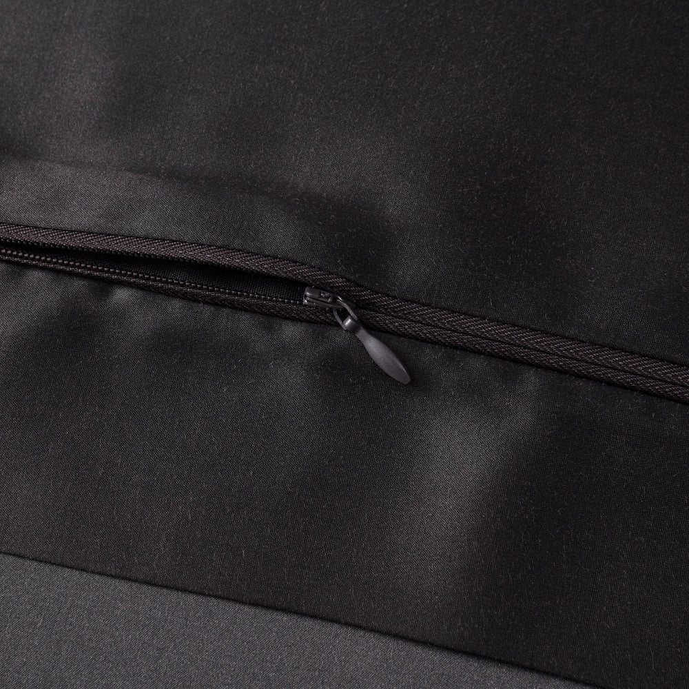 Close-up of a black bag with a zipper