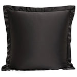 Black satin pillow on a white background