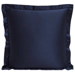 Navy blue satin pillow on a white background