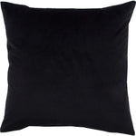 A solid black square accent pillow.