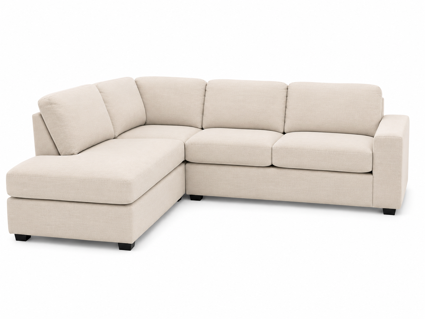 Beige sectional sofa on a white background