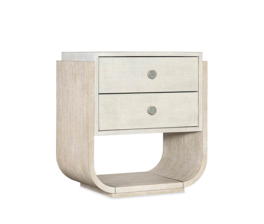 Modern nightstand with two drawers on a white background