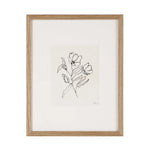 Framed line drawing of a floral design on a white background