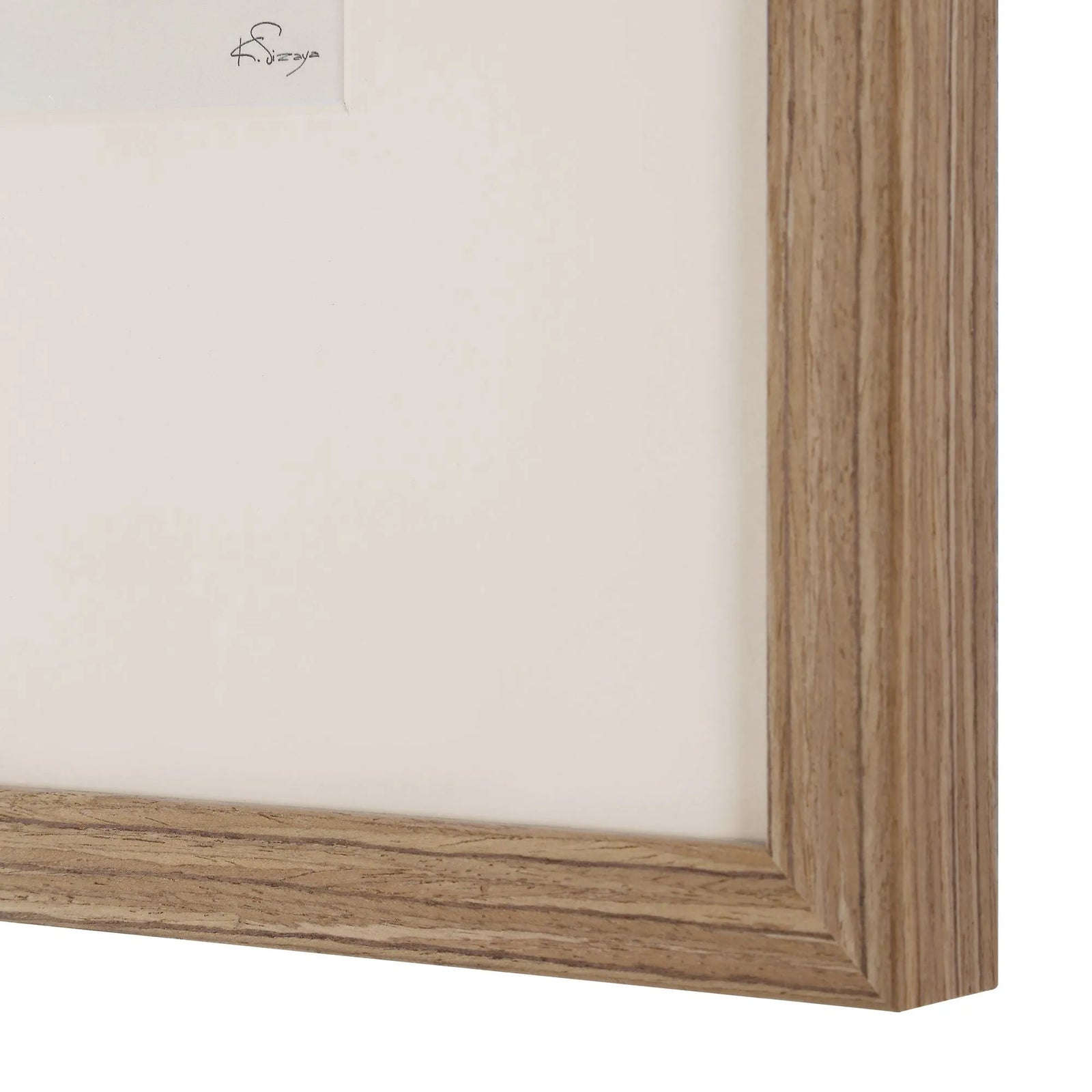 Wooden picture frame corner with a white background