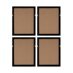Four black-framed cork bulletin boards on a white background
