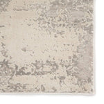 A power loomed area rug with a textured design in beige and gray tones.