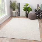 A plain gray area rug with no visible patterns or textures.