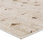 Close-up of a textured beige rug with brown accents on a white background
