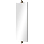 Rectangular mirror with metallic brackets on a white background