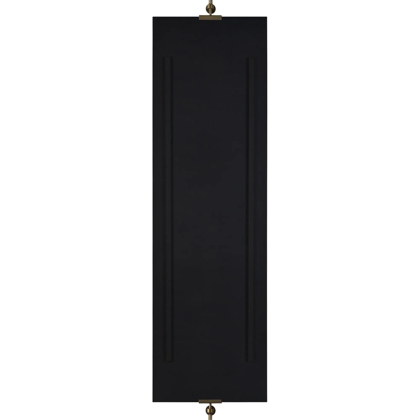 Black rectangular object with a textured surface on a white background
