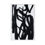 This image features a striking piece of classical wall art, measuring 24 x 2 x 36 inches. The artwork presents a bold black and white abstract design, with intricate lines and shapes that evoke a sense of movement and complexity.