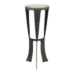 Modern side table with marble top and metal legs on a white background