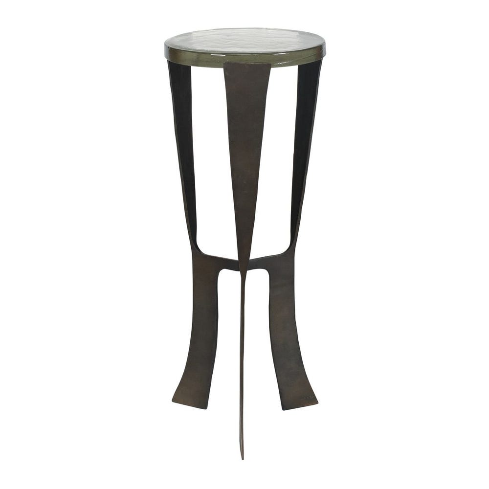 Modern side table with marble top and metal legs on a white background