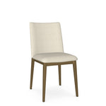 Beige chair with wooden legs on a white background