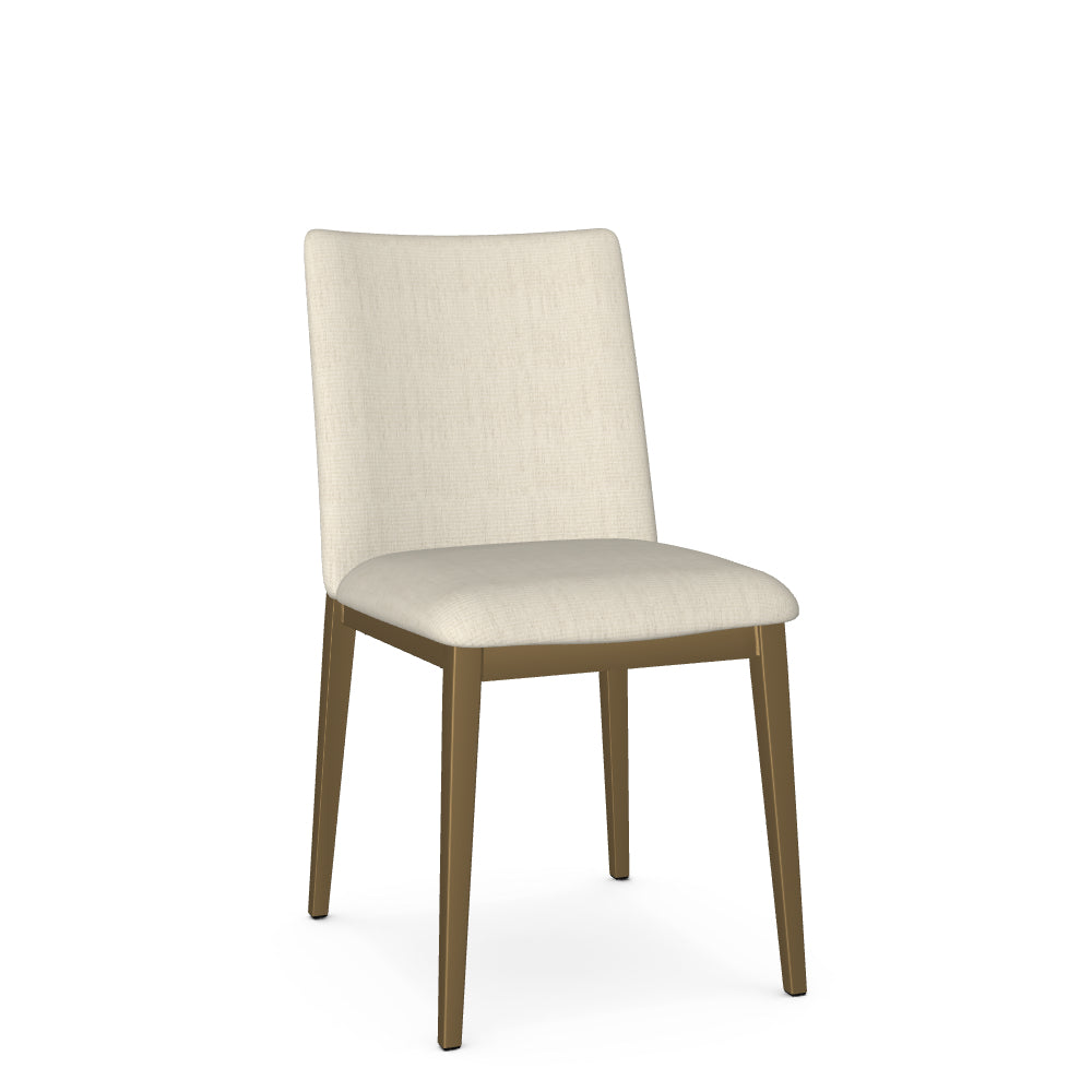 Beige chair with wooden legs on a white background