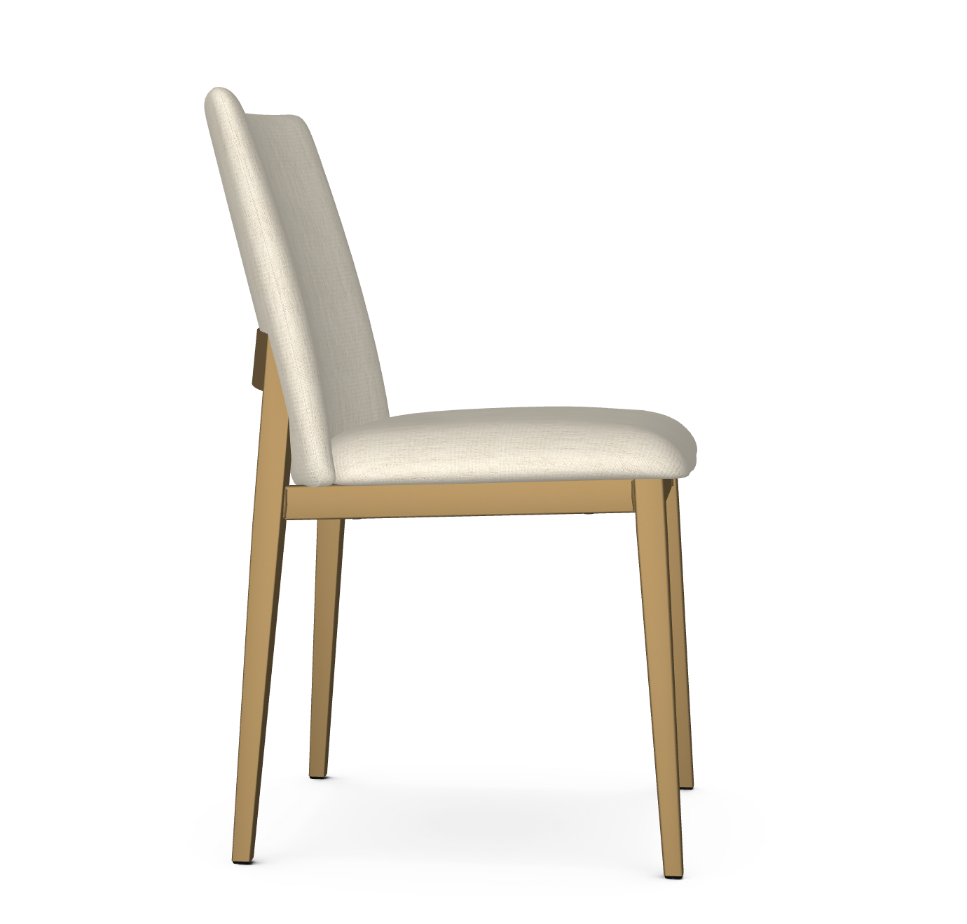 White chair with beige legs on a white background