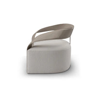 Modern chair with a beige cushion and armrest on a white background