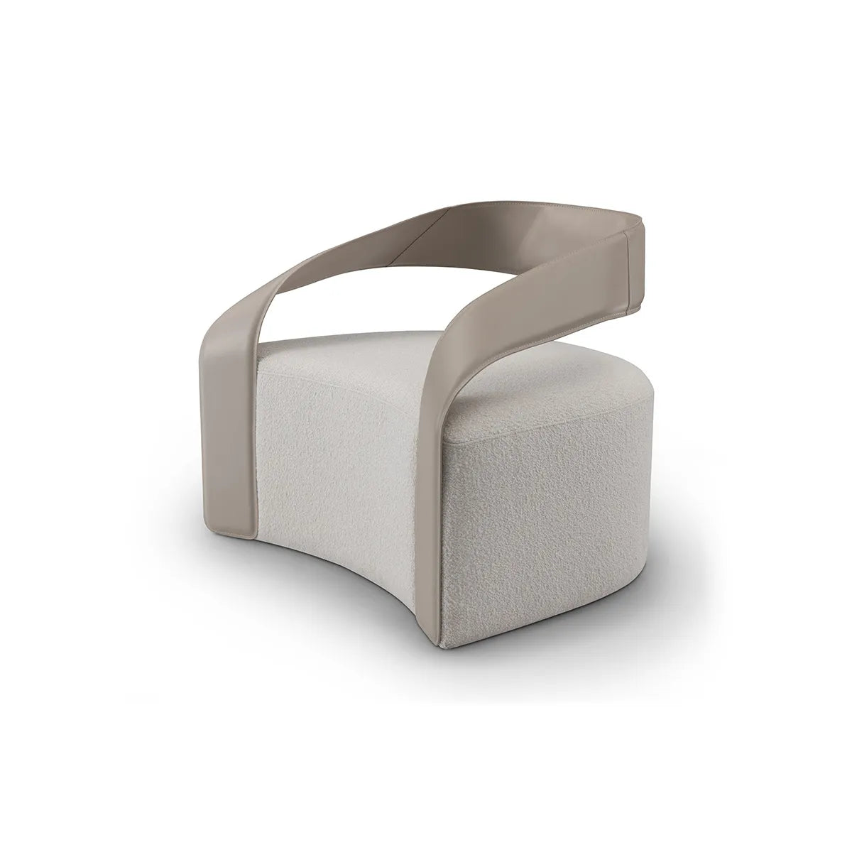 Modern chair with curved armrest on a white background