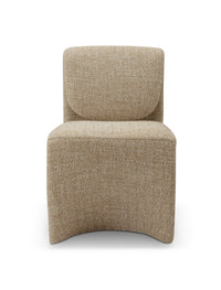 Beige upholstered chair on a white background