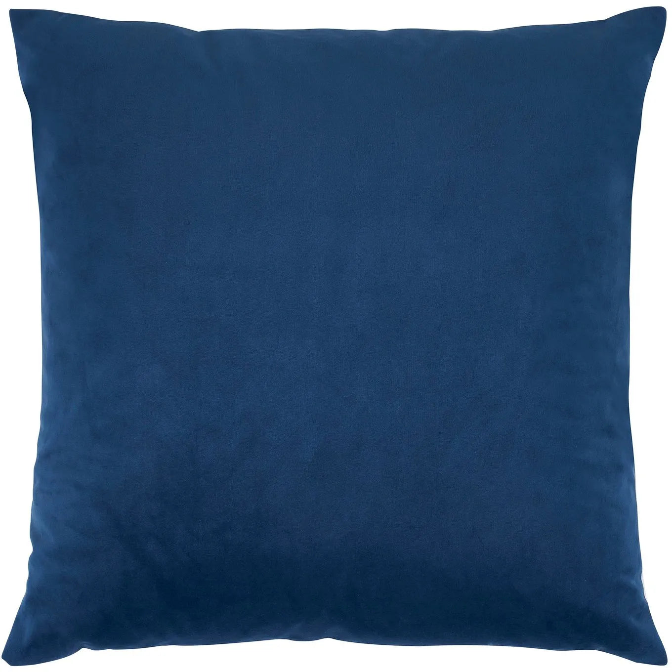 A dark blue accent pillow with a solid color design.