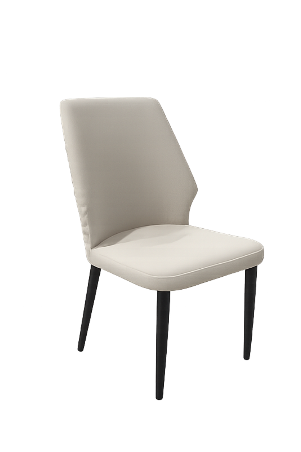 Beige chair with black legs on a white background