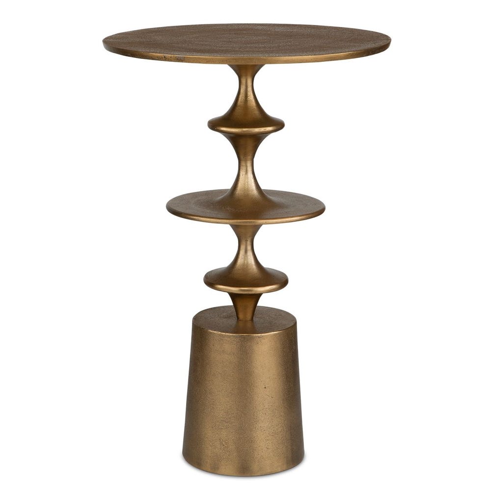 Bronze side table with tiered design on a white background