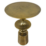 Gold round side table on a white background