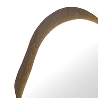 Wooden frame mirror on a white background