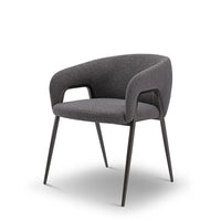 Gray chair with black legs on a white background