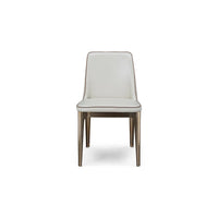 White chair with wooden legs on a white background