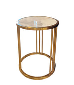 Elizabeth Brass Round Stone End Table