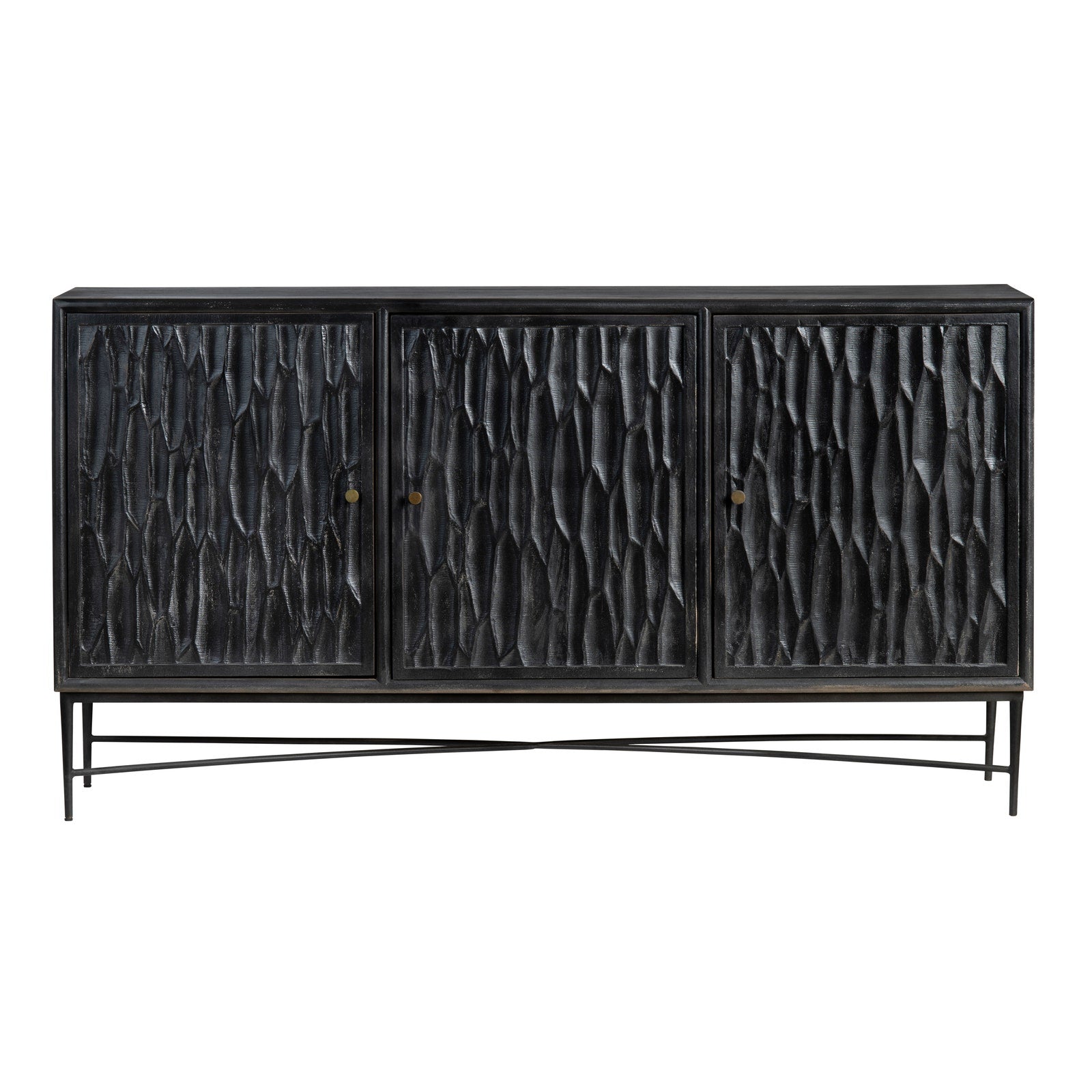Black textured cabinet on a white background