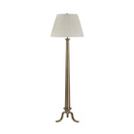 Floor lamp with a pleated white shade on a white background