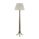Floor lamp with a pleated white shade on a white background