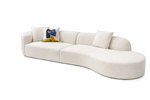 White sofa with decorative pillows on a white background