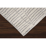 Textured area rug with a neutral color palette on a white background