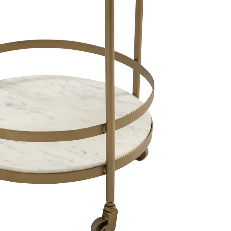 Gold and marble bar cart on a white background
