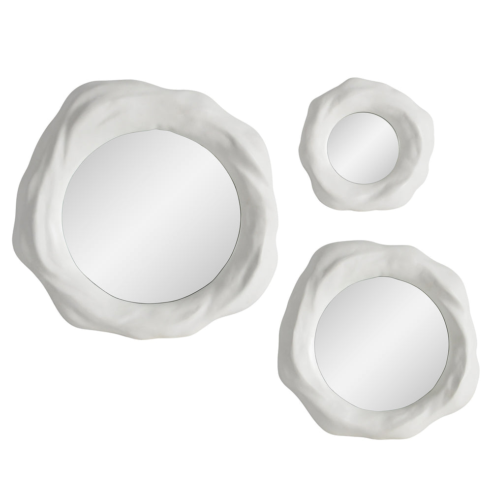 3 Organic form mirror with a white background