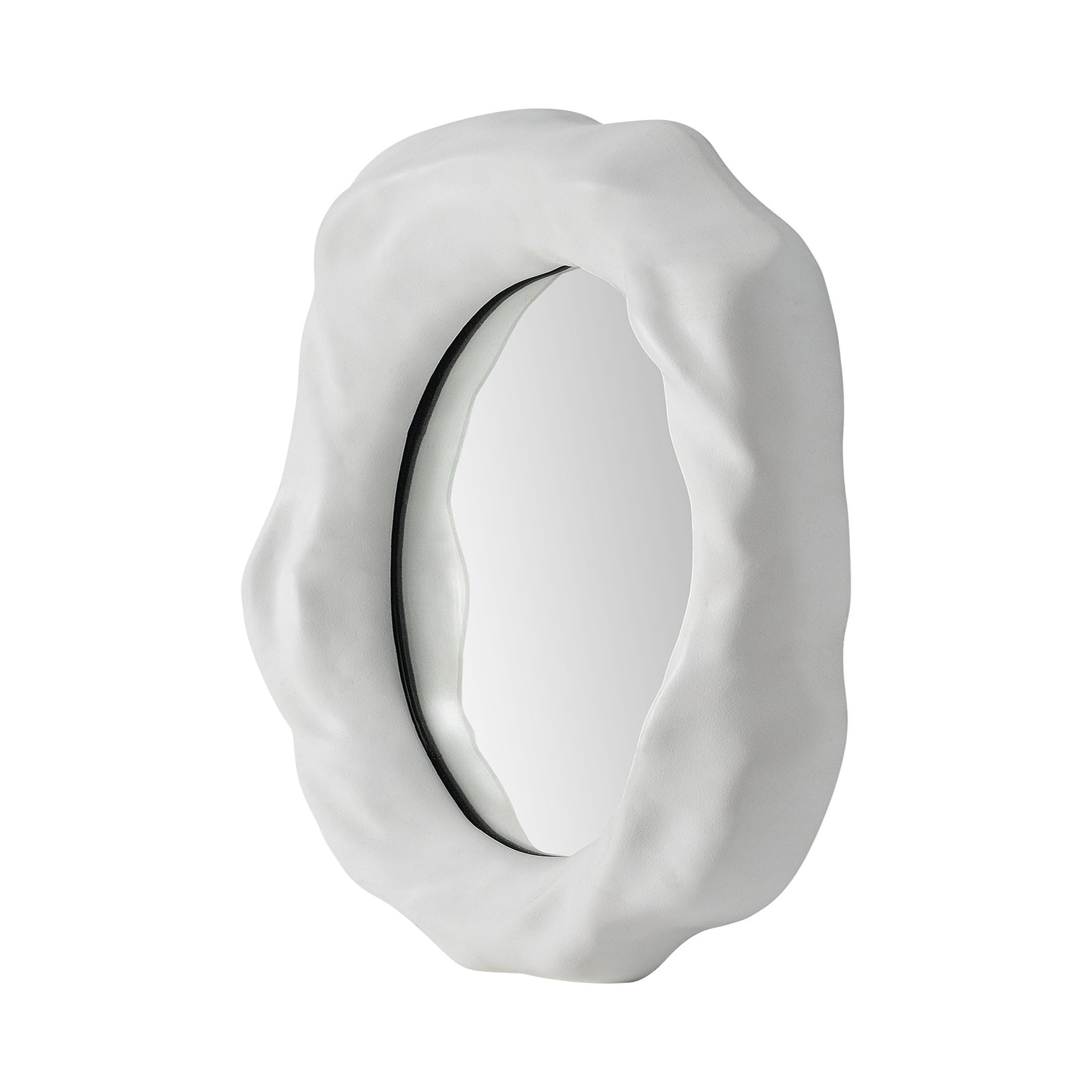 A large Organic form mirror with a white background