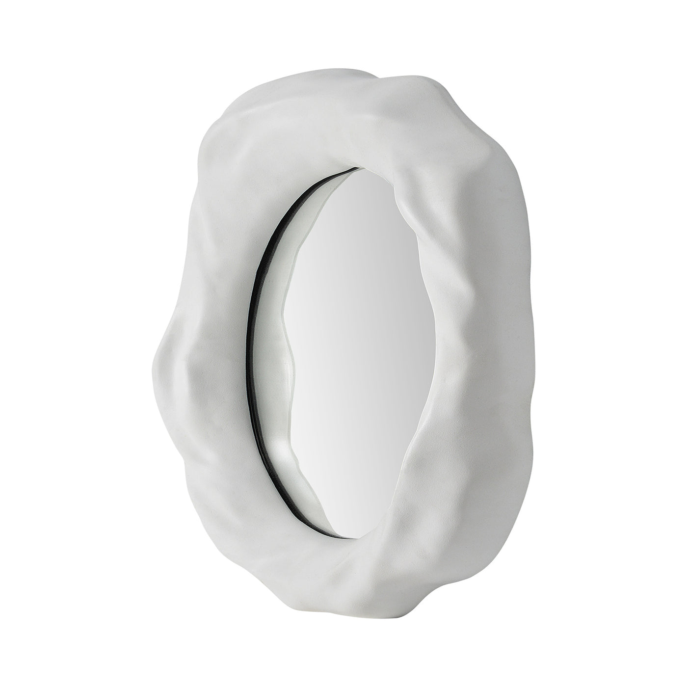 A large Organic form mirror with a white background