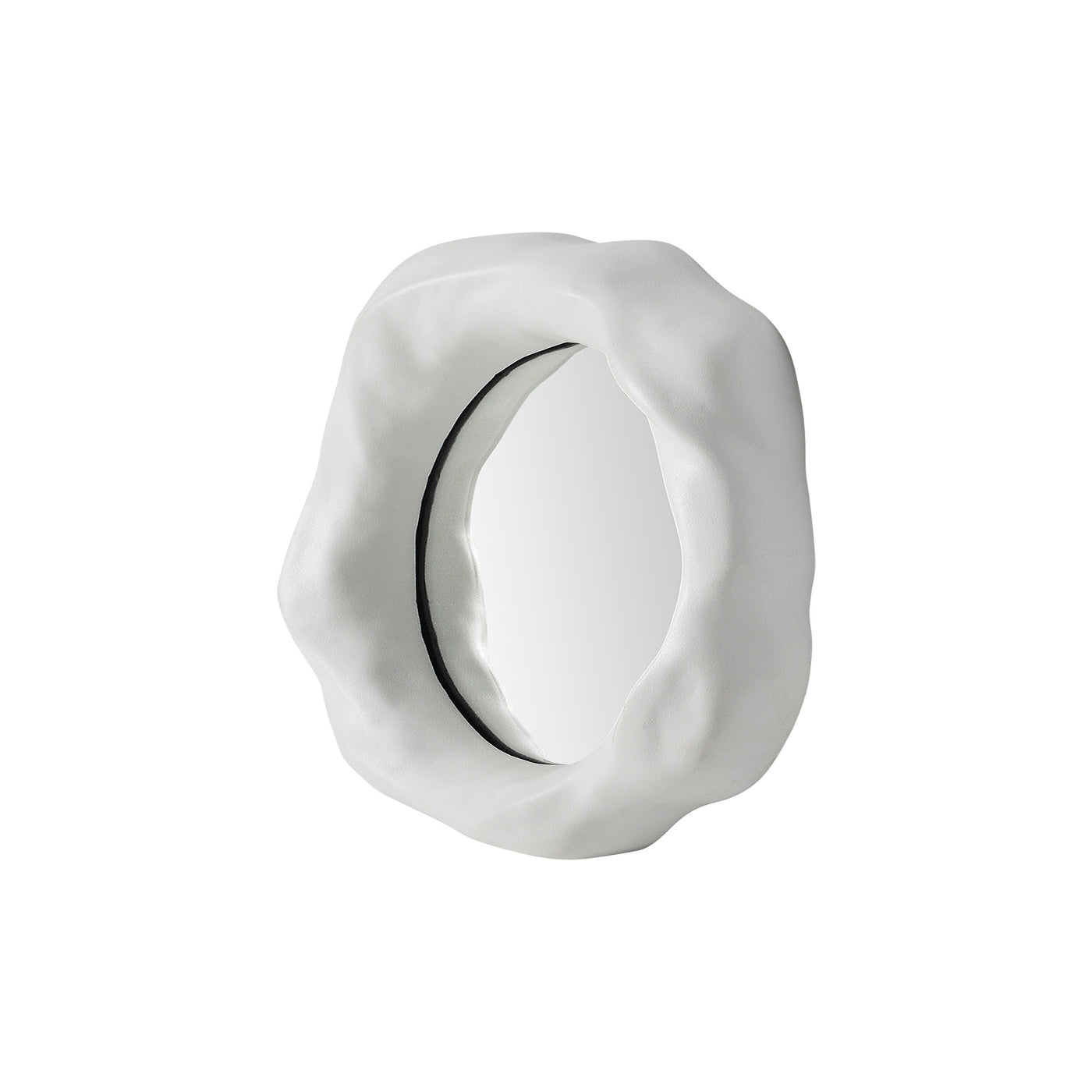 A middle Organic form mirror with a white background