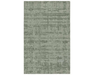 A rectangular, solid green area rug with a textured design.
