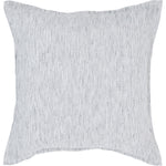 A square-shaped throw pillow with a double-sided white and black stripe design on a white background.