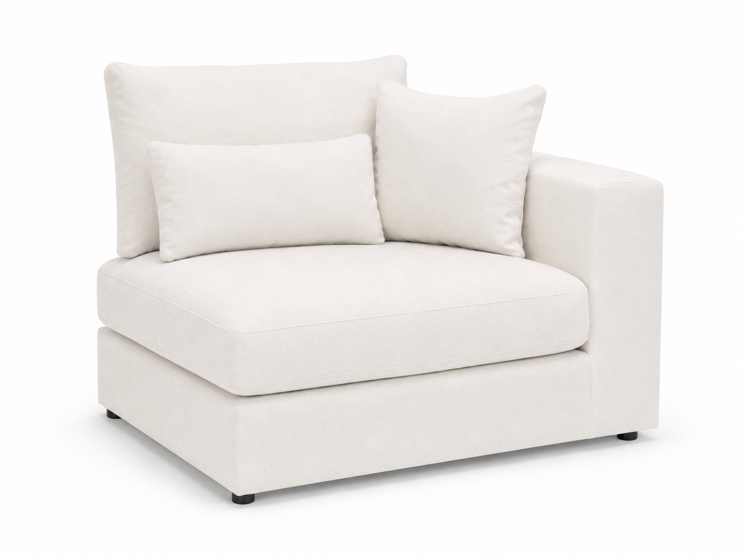 White armchair with cushions on a white background