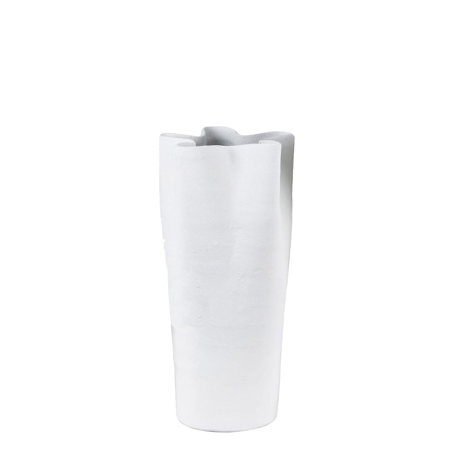 White ceramic vase on a white background