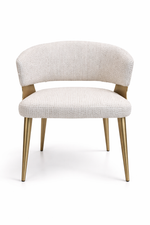 Chair with beige cushioned seat and backrest on a white background